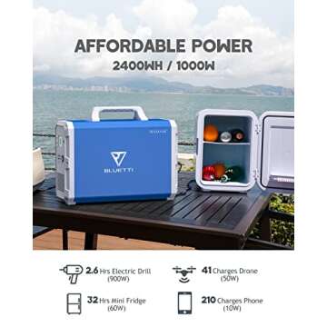 BLUETTI Portable Power Station EB240, 2400Wh Lithium Battery Backup w/ 2 1000W AC Outlets, Solar Gen...