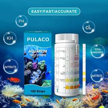 PULACO Aquarium Fish Tank Test Strips (6 in 1) 100 Count for Fresh Water and Salt Water