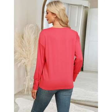 EyMuse Cute Basic Tops t-Shirts Long Sleeve V Neck Tees Womens Fashion Comfy Lightweight Soft Casual...