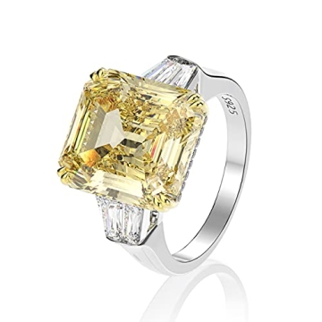 AINUOSHI Engagement Rings for Women - Emerald Cut Solitaire in 9 Carat Cubic Zirconia