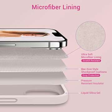 Elando Compatible with iPhone 13 Pro Max Case, Liquid Silicone Shockproof Protective Slim Case with Anti-Scratch Microfiber Lining, 6.7 inch, Chalk Pink