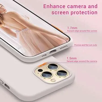 Elando Compatible with iPhone 13 Pro Max Case, Liquid Silicone Shockproof Protective Slim Case with Anti-Scratch Microfiber Lining, 6.7 inch, Chalk Pink