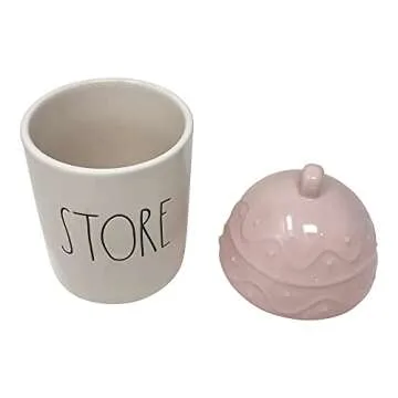 Rae Dunn Ceramic Easter Storage Jar with Lid for Seasonal Decor