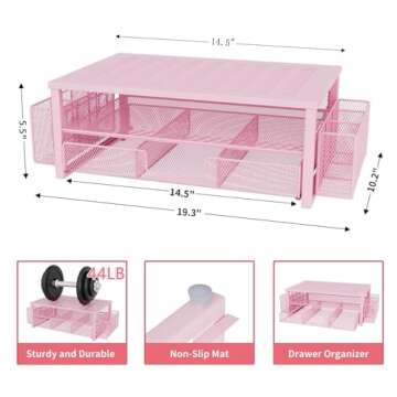 Gianotter Pink Monitor Stand with Drawer and Pen Holder