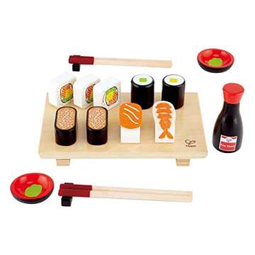 Hape Wooden Sushi Selection Set| Pretend Realistic Role Play Food Toys for Kids