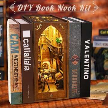 MOJINO Book Nook Kit - DIY Miniature 3D Puzzle with Lights