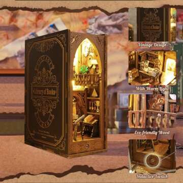 MOJINO Book Nook Kit - DIY Miniature 3D Puzzle with Lights