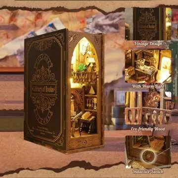 MOJINO Book Nook Kit - DIY Miniature 3D Puzzle with Lights