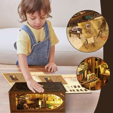 MOJINO Book Nook Kit - DIY Miniature 3D Puzzle with Lights