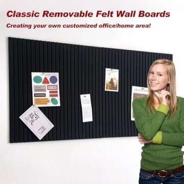 Large Cork Boards for Office, 47"x35" Felt Bulletin Board Tiles Pin Board for Walls Home Decor, Noise Reduction Boards, Panels for Photos Memos, 12-Pack, Black