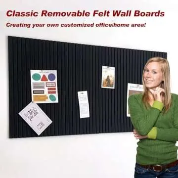 Large Cork Boards for Office, 47"x35" Felt Bulletin Board Tiles Pin Board for Walls Home Decor, Noise Reduction Boards, Panels for Photos Memos, 12-Pack, Black