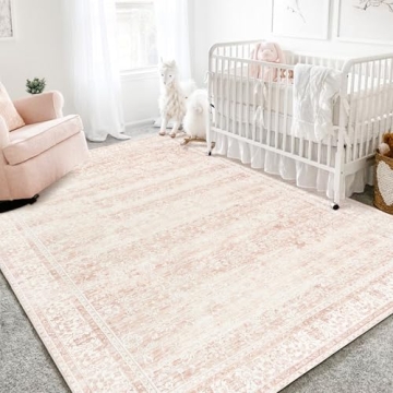 Blush Pink Area Rug – Soft, Stylish, Washable