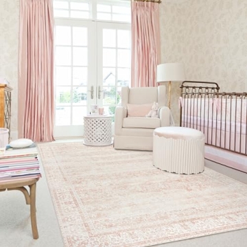 Blush Pink Area Rug – Soft, Stylish, Washable
