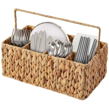 Utensil Caddy, Utensil Basket for Table,Napkin and Utensil Holder, Wicker basket,Silverware Caddy, C...