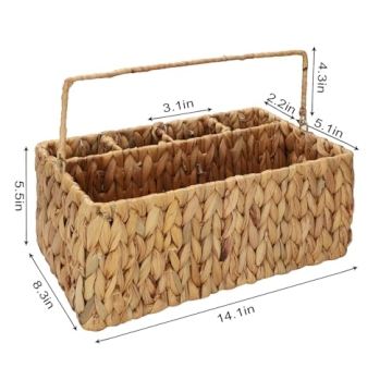 Utensil Caddy, Utensil Basket for Table,Napkin and Utensil Holder, Wicker basket,Silverware Caddy, Cutlery Holder, Utensil Holder for Party, Picnic Caddy for Plates and Utensils,hosting essentials