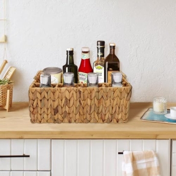 Utensil Caddy, Utensil Basket for Table,Napkin and Utensil Holder, Wicker basket,Silverware Caddy, Cutlery Holder, Utensil Holder for Party, Picnic Caddy for Plates and Utensils,hosting essentials