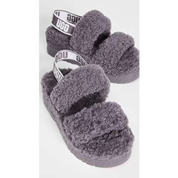 UGG Women's Oh Fluffita Slipper, Black, 10,11,12,5,6,7,8,9 M Womens Adult