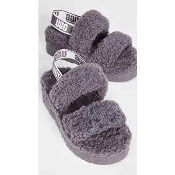 UGG Women's Oh Fluffita Slipper, Black, 10,11,12,5,6,7,8,9 M Womens Adult