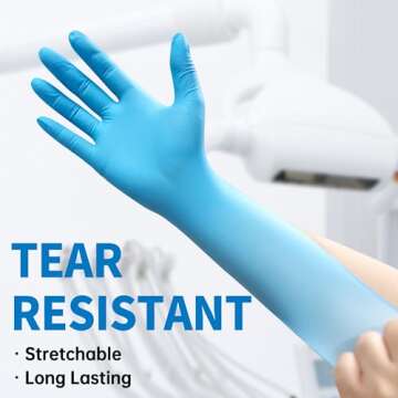 Medguy Powder-Free Nitrile Exam Gloves - Versatile Blue Disposable Latex-Free Gloves for Food Safety...
