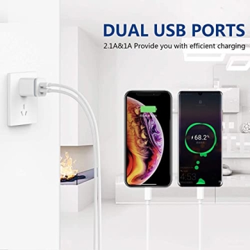 LUOATIP Dual Port USB Wall Charger 3-Pack 2.1A