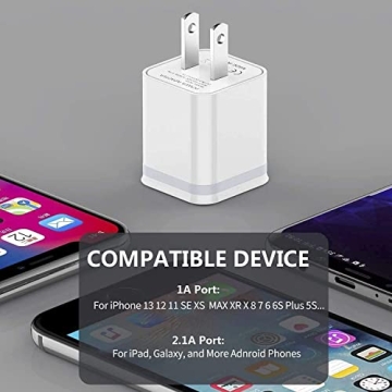 LUOATIP Dual Port USB Wall Charger 3-Pack 2.1A