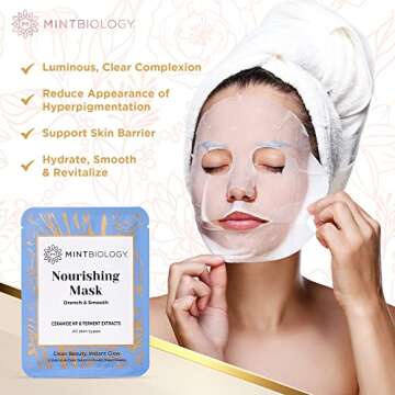 MINTBiology Korean Face Mask Skin Care | 5 Pcs Korean Sheet Masks for PORELESS GLASS SKIN - Hydrating, Deep Penetrating Korean Skin Care Face Masks - Cruelty Free Face Mask Sheets for all Skin Types