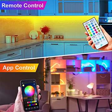 maylit 8 PCS RGB Under Cabinet Lighting Kit, App and Remote Control Strip Lights, Music Sync Color C...