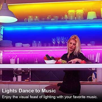 maylit 8 PCS RGB Under Cabinet Lighting Kit, App and Remote Control Strip Lights, Music Sync Color Changing Led Lights with ETL Listed Power Adapter, for Cabinet, Counter, Shelf, Bookcase, 13ft