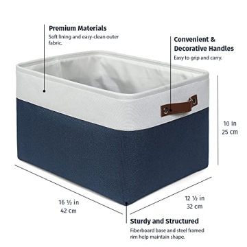 Extra Large OrganiHaus Fabric Storage Baskets 3 Pack