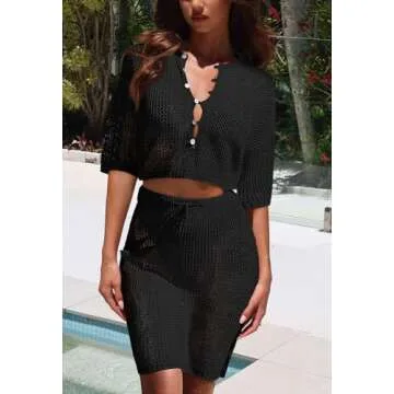 Stylish 2 Piece Crochet Beach Cover Up Set for Women