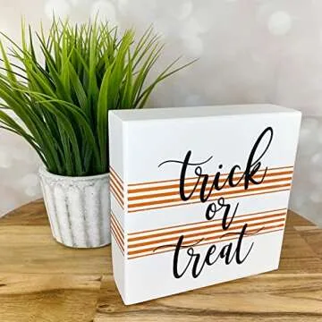 Trick OR Treat Wood Block Sign for Autumn Decor