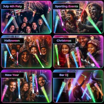 SHQDD 28 PCS Glow Fiber Wands Sticks, LED Party Favors, LED Light Wands, Glow in The Dark Party Supplies, Fiber Optic Wands, LED Flashing Sticks, Fiber Optic Light Wand Stick for Party, Wedding Favors