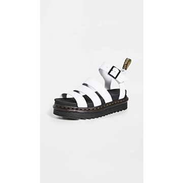 Dr. Martens Women's Blaire Fisherman Sandal, White Hydro Leather,