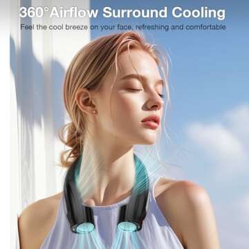 Hionly AI Neck Fan - 6 Speeds Adjustable & Rechargeable Wearable Cooling Fan