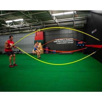 Inertia Wave Dynamic Rubber Battle Ropes Alternative for Home and Gym | Maximize Calorie Burn | Revolutionary Fitness Equipment for Abs and Full Body Workout | Neon Red
