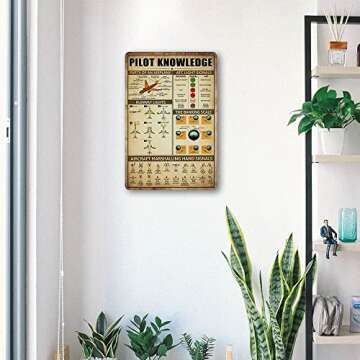 Retro Pilot Knowledge Metal Signs Vintage Airplane Decor For Home Aviation Art Wall Decor Air Plane Decorations For Boys Room Signs Gifts For Aviation Lovers WWII Posters