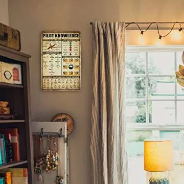 Retro Pilot Knowledge Metal Signs Vintage Airplane Decor For Home Aviation Art Wall Decor Air Plane Decorations For Boys Room Signs Gifts For Aviation Lovers WWII Posters