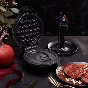 Dash Mini Waffle Maker (2 Pack) for Individual Waffles Hash Browns, Keto Chaffles with Easy to Clean, Non-Stick Surfaces, 4 Inch, Halloween, Black