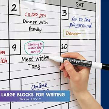 Dry Erase Monthly Wall Calendar, Jumbo 25x38 for Easy Planning