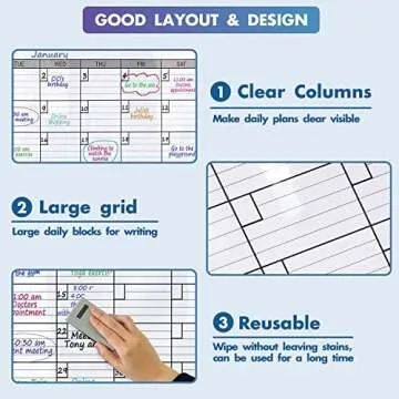 Dry Erase Monthly Wall Calendar, Jumbo 25x38 for Easy Planning