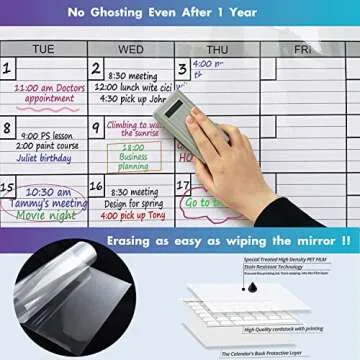 Dry Erase Monthly Wall Calendar, Jumbo 25x38 for Easy Planning