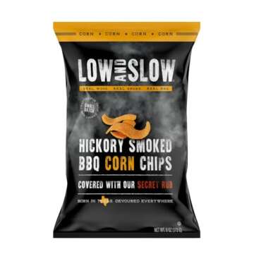 Low and Slow Authentic Hickory Smoked BBQ Corn Chips | 4 bags, 5.0oz each | Multipack | Born in Texas | Original rub | 20oz Total