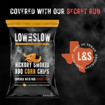Low and Slow Authentic Hickory Smoked BBQ Corn Chips | 4 bags, 5.0oz each | Multipack | Born in Texas | Original rub | 20oz Total