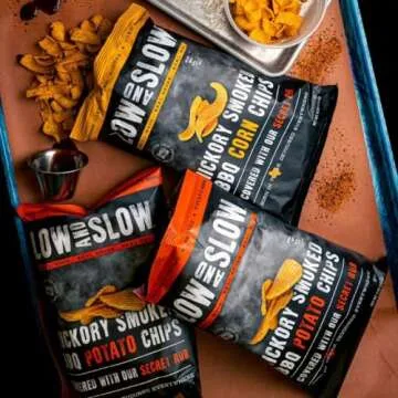 Low and Slow Authentic Hickory Smoked BBQ Corn Chips | 4 bags, 5.0oz each | Multipack | Born in Texas | Original rub | 20oz Total
