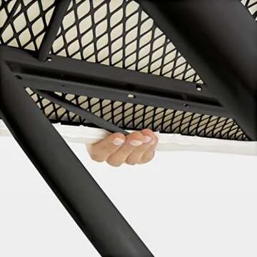 Brabantia Size B Ironing Board (49x15 in) 7 Height Options, Adjustable Steam Iron Rest Holder (Denim Black) Non-Slip Feet, Anti-Collapse Child Locks