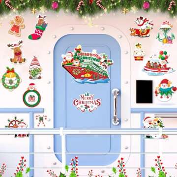 16Pcs Christmas Cruise Door Magnets for Festive Joy