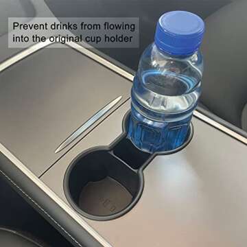PADITURAL Upgraded Tesla Cup Holder Insert for 2024-2021 Model Y and 2023-2021 Model 3