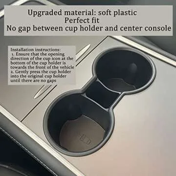 PADITURAL Upgraded Tesla Cup Holder Insert for 2024-2021 Model Y and 2023-2021 Model 3