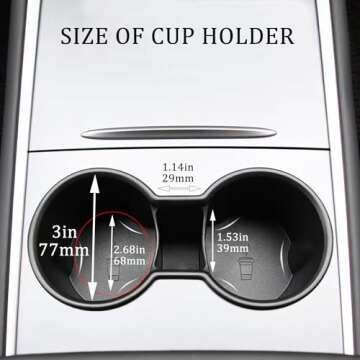 PADITURAL Upgraded Tesla Cup Holder Insert for 2024-2021 Model Y and 2023-2021 Model 3