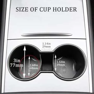 PADITURAL Upgraded Tesla Cup Holder Insert for 2024-2021 Model Y and 2023-2021 Model 3